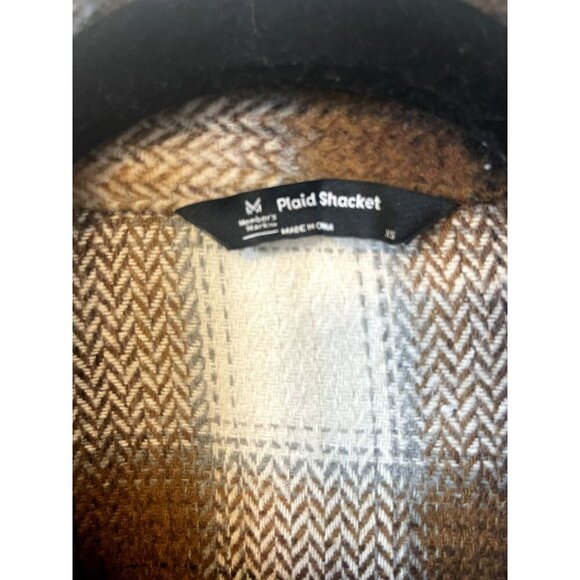 Members Mark Womens XS Relaxed Fit Button Brown Plaid Shacket NWOT Oversized - Picture 10 of 10